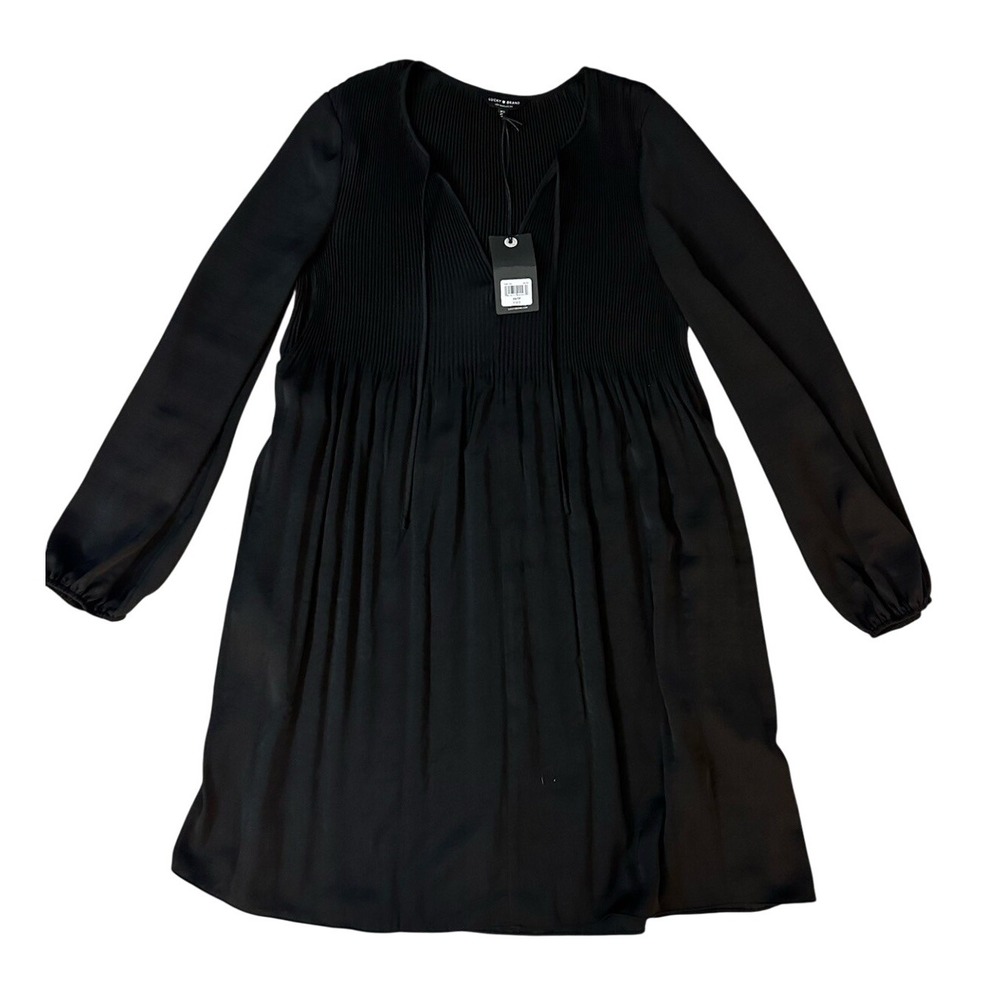 Lucky Brand Women's Black Pleated A-Line Dress Size XS NWT